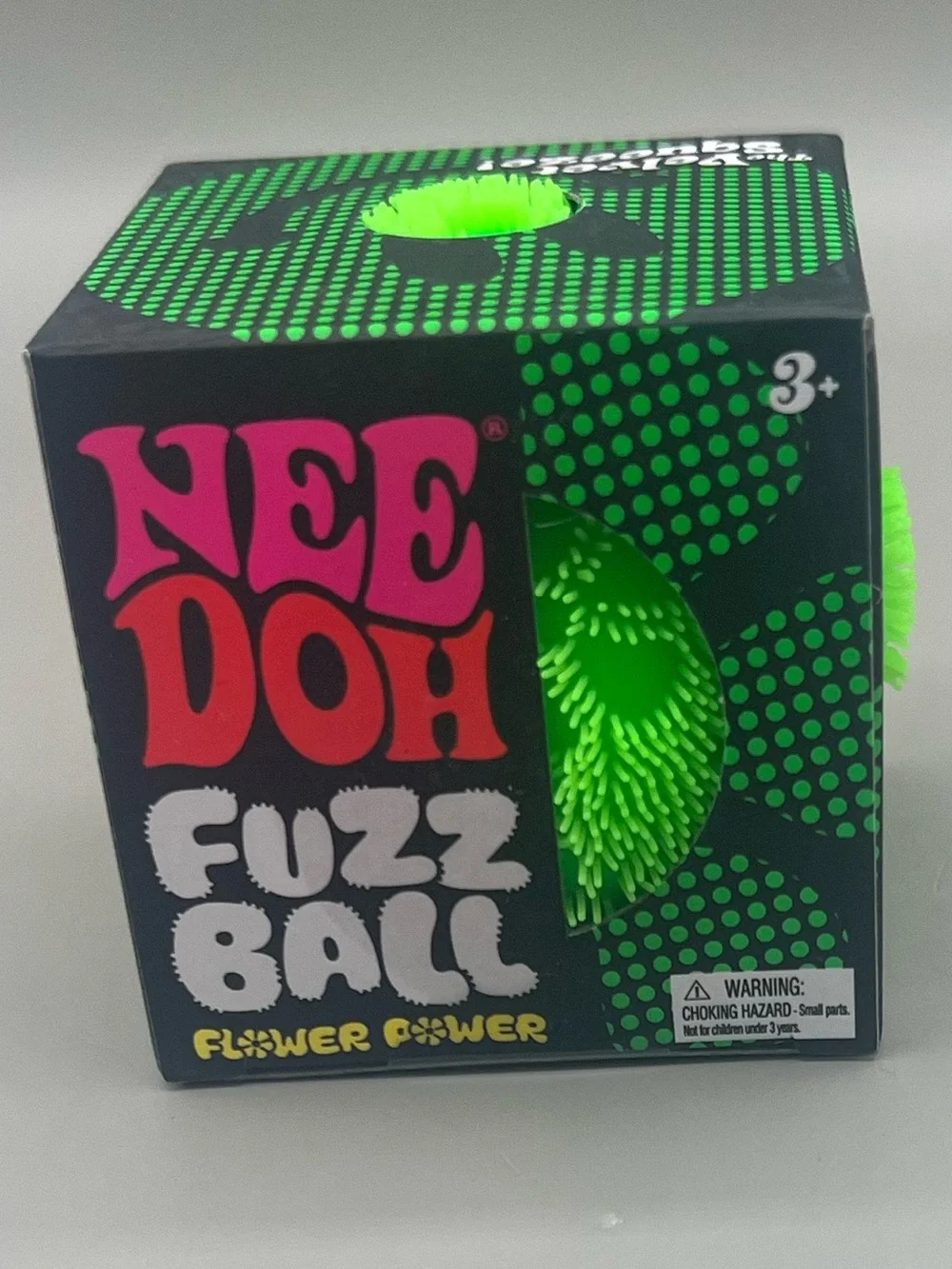 Authentic NEEDOH Fuzz Ball Flower Power GREEN 💚 The Velvet Squeeze Squishy NEW